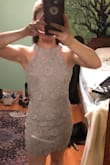 I ordered this dress for a wedding and I couldn't be happier! This dress is truly great material and looks so flattering on ! Hugs your body perfectly (: I ordered the light grey in XS and the burgundy in a S. I've decided to keep the small just because it gives more a bit more room and is longer ! If you're deciding between XS and Small id go A size up! Highly recommend - Anna H.
