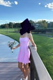 This dress fit perfectly and stayed put with the small spaghetti straps.  It was very flattering with the flowy bottom and was the perfect length. - Lea K.