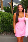 The dress was more pink in person than in the photo, but was SO CUTE. Very comfy and easy to dance in. Material was soft, and I had 0 problems! - Kate L.