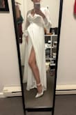 I'm currently 24 weeks pregnant and got this dress for my elopement. It was perfect. I love that the dress is like a wrap, and you can adjust it to your waist. For my baby bump, it was a great choice. - Maria G.