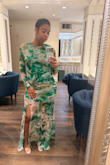 Just gorgeous! The material is very soft and stretchy. Dress did not rise as I moved around the dance floor. Dress was the perfect length with heels. Gracefully hit the floor! A must grab! - Taliah J.