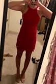 I ordered this dress for graduation and I was a little nervous to get it because I ordered a small based on the reviews, I and wasn't sure if it would fit. This dress fits perfect! Although, it does not stretch at all (which isn't a bad thing) but because I have a bigger butt, I couldn't step into it. I have a bigger chest and it was still kind of difficult to pull over my chest. When I got the dress on it wasn't too tight or too big! It's super comfortable and a really good length! - Rachel L.