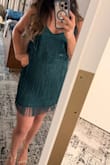 I wore this dress to my cousin's Vegas wedding and received so many compliments! It's a fun dress that I could definitely wear again! I got a medium, which fit fine, but I probably could have sized down. Overall, I love the dress! - Paulette S.