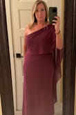 When I googled black tie wedding guest dress, this lovely dress populated. I ordered it in Medium and Large because I wasn't sure. The Large was the correct size for me. It was too long; I am 5'3" so I had to have it tailored. I probably could have had it taken in a little bit to pull me in around the bustline at the zipper, but I didn't, and it still worked well. Had I asked the tailor to take it in to fit like a glove, it would have fit perfectly (like a glove). If I wear it for a future event, I may have that done. I wore shapewear underwear to pull in my pooch-tummy. Overall, I love this dress. I felt very elegant. The dress was comfortable. Lovely material, although it is delicate. Highly recommend this gown! - Michelle S.