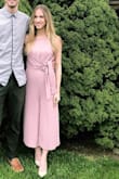 It fits perfectly! I always worry about pant suits because I have a small torso and long legs, but it fit perfectly and was comfortable enough to wear for hours. - Samantha W.