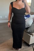 Weird length for a shorter person. Great material. Cap sleeves aren't for everyone. - Stephanie G.