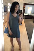 The most comfy dress ever!!!! I'm usually an XS but I'm so glad I went with the Small!!! The material is great and super comfortable!! Love it so much!! - Laney
