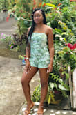 Love the romper. The material however is not that great. After the day I realized the material was really stretched to the point of it would have ripped and the dress was not tight fitting. - Samerra W.