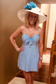 Lulu's rarely disappoints!  Here is yet another dress that I love.  I was afraid that it would be too short, and it is probably just a tad shorter than I prefer, however, it fits great otherwise!  I'm usually between a size Small and size Medium so it's usually a guess when I choose my size, especially if there aren't any reviews yet.  I ended up choosing the Medium and it fits me perfectly.  The tie in front is adjustable, so it can tightened up, or loosened.  I also appreciate that the straps are adjustable.  It hangs nicely and the material is light but substantial and comfortable!  Wore it to a Kentucky Derby party and received so many compliments! - Julie W.