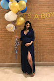 Fits true to size! Nice dark navy blue dress. Received lots of compliments. If you're pregnant, it fits and looks better then those maternity dresses. Don't forget to stick your leg out when you pose for a little bit of sexy! I love this dress!!!! - Renee R.