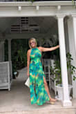 Great dress for a Bahamian beach wedding. Love the color & super comfy to wear. It's long and Iâ'm tall so if you're shorter you may need to hem. Get a great stick on bra as it's completely backless xx - Frankie B.