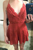 The color is beautiful and I've wanted this for over a year. The first time it was shipped, the lace was puckered and looked awful. The second time, was somewhat better but still puckered. Decided to keep since I purchased for my birthday and had my outfit already planned out. Although, the quality of their clothes is not what I expected, they do have an attentive and courteous staff. - Priscilla L.