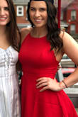 This dress seriously fit perfectly. I wore it in black to a wedding and in red for my college graduation and I am so pleased with the fit! I personally didn't have to wear a bra with it and even with a bigger bum I didn't find that it was too short or anything. Loveeee this dress! - Fallon P.