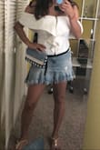Perfect for the summer. Sexy off shoulder. I usually order Small size but this too runs a little small. - Jess M.