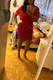 The dress a little small but it still fit well. Love the quality and the color is the perfect red. Lots of compliments! - Leyden G.