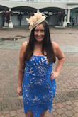 Wore this stunning number to Kentucky derby and looked amazing on! Fit wasn't perfect! The only thing I would say is that the color is much darker than the picture shown; however the actual color is pretty!!! - Jessica R.