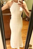 Bought this dress for an event I had, and it fit perfectly! The fabric is a little thick but feels light. The white is a bright white and looked stunning. Wore 2.5 inch heels and didn't need to get it hemmed. Great buy! - Lizzy D.