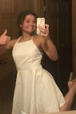 such a nice quality dress for the price, super comfortable too and the color is super clean 10/10... pearls in the back are a little loose in terms of the straps, but i'm using it for graduation so that won't show - Katie R.