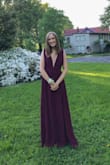 I wore this dress to prom and it exceeded my expectations. I'm going to give you my full review because I know I would've liked a good, thorough review when I was reading these comments. First, I had so much trouble finding a dress that I liked because I'm the pickiest person. I procrastinated on buying a dress up until a week before, but this came really quickly with standard shipping. I was also worried about the color because I had read reviews and seen photos where the color did not match... maybe it was the lighting or filters, but this came pretty close to the photo shown online. I know I my photos, the dress is two different colors but the first one was in the shadows, whereas the second was in brighter lighting. I also thought the neckline was going to come down really far and show off too much, but I guess me having really small boobs made it okay! This dress also fit me height-wise perfectly with 2-3" heels, as I'm 5'8", so if you're shorter, think about getting it hemmed slightly. Overall, the quality of the dress and the fit was amazing and I'm so glad I went for a small. This dress was way better than anything I looked at in stores, and everyone kept saying I looked like a goddess, so 10/10 would recommend! - Jenna S.