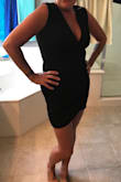 I bought this to wear on a trip to Vegas next month. It's perfect! Material is nice & thick with a bit of a spandex feel to it. No need to wear a bra - the dress supports the girls perfectly. It's sufficiently sexy but not skanky. I'm very pleased with my purchase. - Kristin S.