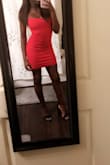 I loved the fit of this dress! The fabric is thick and hugs the body and I didn't have to wear a bra with it so that was a plus! It does ride up a bit when walking but other than that the fit is perfect. - Manthita T.