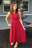 I wore this dress to an outdoor wedding and received several compliments. It is really comfortable and I loved how the dress flowed. I didn't have to wear a bra with it, just nipple petals and it worked great. - Lori A.