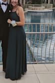 I got this as a last minute prom dress like 2 days before. I really wanted this dress in red, but it was out of stock. I loved the green but only XS was in stock. I usually get a Medium, but I got it anyway and it fit so well! Like other reviews say, its like a shoe lace so you can alter the fit. Such a beautiful material and color. Super comfy and elegant, I didn't need to wear any sticky bras or anything, the material covered well. So happy with this purchase. - Kristina K.