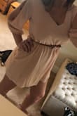 Wore this to a country wedding and I purchased the blush color. The material is thin but opaque. It was long enough for me, but the material wrinkles very easy. It took me hours to get the wrinkles out and the fabric is so delicate. Overall, it worked. I had to wear it with a belt because it made me look shapeless. Customer service was great though. - Jennifer D.