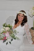 I am actually 22 weeks pregnant and was very worried it wouldn't fit but it was perfect! The length was long enough and the lace looked beautiful! So happy i decided on this dress, It made my wedding! - Madelyn B.