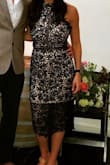 The dress is very unique and classy. I wore it to a wedding celebration and it was perfect for the event. There is no stretch to the dress so sitting down it definitely rides up and the lining is short so buyer beware and be sure to size up if you're tall. - Natalie S.