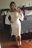 Bought this dress for our upcoming civil wedding ceremony, and I love it! Fabric is nice and thick, good quality, and it hugs you in a bit, but is still comfy. - Tracy F.