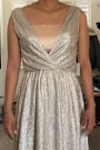 I love the fabric.  The color should be called platinum, instead.   The dress is very comfortable, not itchy, and very airy.   Just as expected.  Unfortunately, I wish it has more coverage on the chest so that not entire breasts are exposed.   I tried using slip but other fabric just makes this dress looks ugly. - Dina K.