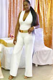 I ordered this to wear to my bridal shower and it fits really well. I'm tall so it's usually hard to find the right length jumpsuit. I bought a Large and it's only a half inch away from the floor. I love it! The butt area is a little snug but over all it's perfect. - ASIA A.