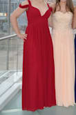 I got this dress to wear to my junior prom. Based on my measurements I ordered a size medium but when it came, it was much too long (which makes sense since it's easier to get it hemmed than lengthened), too loose in the entire torso, and the straps were too long. I exchanged it for a small which I still had to get hemmed but not complaining since I am not super tall. I also had to get the straps shortened since the top was completely falling off of me. Once it was altered it fit perfectly and looked great but keep that in mind if you're smaller busted or have a shorter torso. - Bethany A.