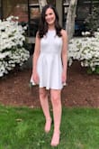 This dress was perfect for my college graduation. It is a tiny bit short because I am tall and have a booty so it was a little risky in the back. Very beautiful I got lots of compliments. - Miranda G.