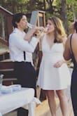 The material on this dress (and a lot of the "Skater" dresses) is fantastic! Very thick, stretchy quality material. Super comfortable and flattering. Love the bodice line here!
Wore as a reception dress for my wedding...can be great with heels or flats! - ALEX F.