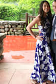 Loved this dress!!! It was too long and I had to get it tailored (spent $50 on tailoring the hem) however it was worth it! I got so many compliments and it fit like a glove. The color is a navy blue/dark purple and it was even prettier in person!! - Kristina C.