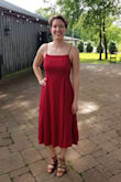 Being tall I was worried how it would fall but it looked great and felt good to wear. Loved the fabric and how it flowed. Also it is great that you can adjust the lengths of the straps. Would definitely recommend! Wore this for the first time to a wedding as a guest! - Charlotte K.