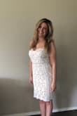 This dress was absolutely perfect for my bridal shower! A hit with everyone but mostly me! With some lace dresses the mid section gets tight and brings out our less than flattering attributes. The shape and midi nature of the dress camouflage unwanted attention areas! Perfectly true to size. Love love love - Allie S.
