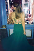 I wore this dress for my bachelorette party, as forest green is my favorite color. This dress was stunning! The lace up back was sexy with a touch of class. I love that the bottom is so flowy. I am 5'5" and I wore flats. It was a bit long, probably perfect for someone that is 5'7", but that was just fine. Loved it! - Rebecca S.