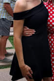 I purchased this dress for a "Tiffany" themed bridal shower and wore it to a Kentucky Derby party. I received so many compliments. I will admit it was a little difficult to move my arms at times. But as long as you don't have to reach up very high you should be fine. Otherwise it was a perfect fit. - Ameri T.