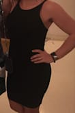 Wore this at a bachelorette party in Miami and it was perfect. It is the most flattering LBD I have ever tried on. I am a pretty standard Medium and that is what I ordered and it fit perfectly and was super flattering. Love the neckline and low back. - Aimee C.