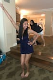 This was my first time ever wearing a romper and I loved it! So comfortable and fit perfectly. The material is thick enough to not have to wear a bra which is always a bonus! This photo is from our hotel room in Vegas but hopefully it helps :) - Arthi R.