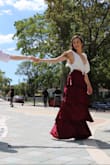 This was perfect crop top to go with the high-waisted skirt I bought from Lulus. It goes with anything high-waisted. I'm going to pair it with the 'celebrate the occasion' maxi skirt for my Cuban themed engagement photo shoot.
PS- use fashion tape and be careful of nip slip! - Erica V.