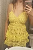 I couldn't zip up the top part of this dress. It wasn't flattering on my medium sized body. Would like to try the large. - Marlene