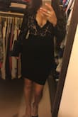 I bought size M and L to see which one fits better. Both sort of looked the same. I kept the L. If you like cleavage this is the dress for you. I have large breast and even with the adjustable plug still a little too much. I bought this dress for Valentine's Day so I wanted it to be sexy. Next time I will try to sew the cleavage area. - Katia S.