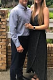 Great dress! Can dress it up or make it a little more casual. Very flattering because you can make it as tight at you want since it wraps. I would order a size down if you want to show more skin on the slit. - Kendall C.