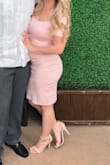 I wore this to a daytime garden wedding and loved it. Very comfortable, soft material and perfect length.  It does ride up a bit while walking but with most midis that's unavoidable. The fabric was thick but very breathable. Not see through at all! - Brittany M.