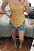 I've been searching all over for strapless tops to wear this summer so I don't get weird tan lines for my wedding dress. This top is super cute, although it does tend to slide down a bit, so maybe don't run around and do jumping jacks in this one ;) - Rachel K.
