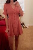love this dress so much & it fits perfectly. if you're worried about it being too tight, you can tie the back as loose or tight as you want it so don't worry about sizing up. - Lucy E.